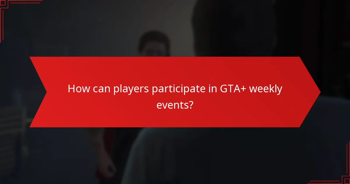 How can players participate in GTA+ weekly events?