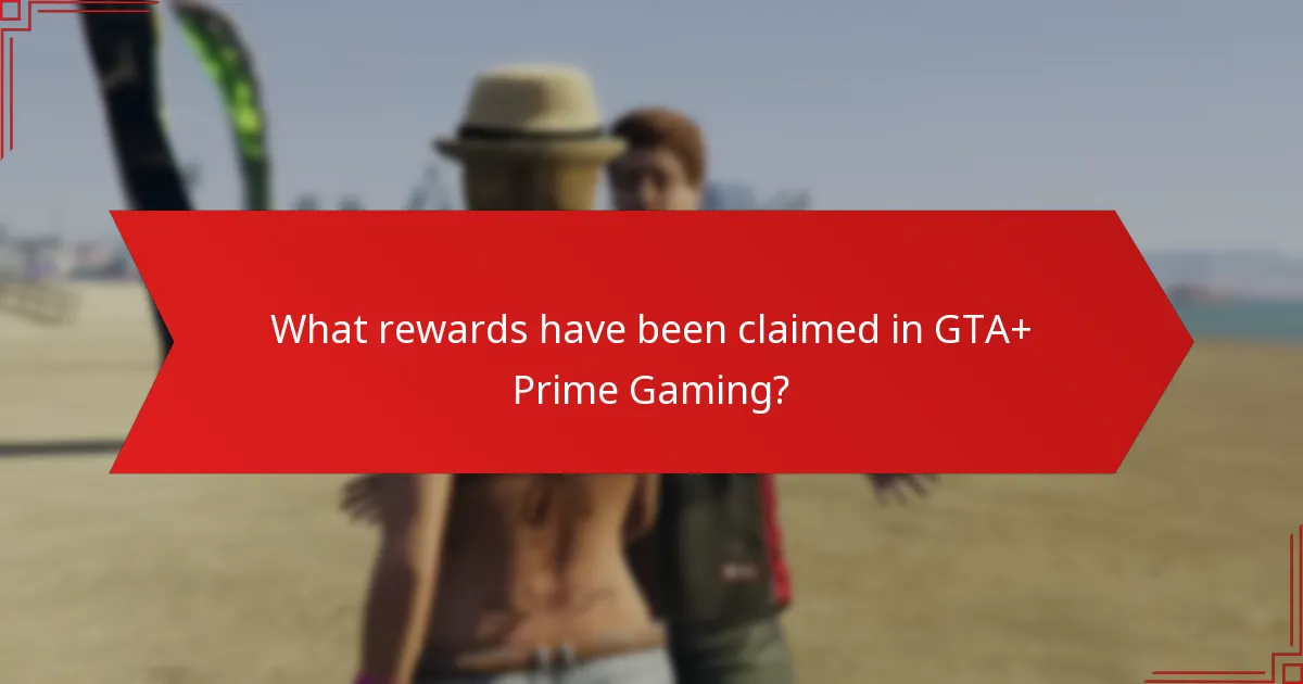 What rewards have been claimed in GTA+ Prime Gaming?