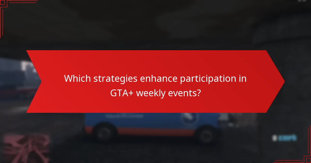 Which strategies enhance participation in GTA+ weekly events?